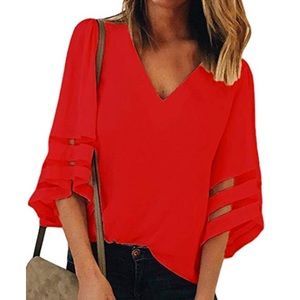Flowy V Neck Top
